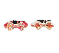 Beaupretty 2pcs Adjustable Thanksgiving Pet Dog and Cat Collars with Bow Tie, 1.0x28cm Nylon Strap, Holiday Pumpkin and Turkey Design for Festive Pet Supplies