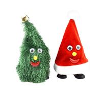 Beaupretty 2pcs Animated Christmas Tree and Swinging Santa Hat with Music Soft Plush Dancing Holiday Decoration for Home Office School Festive Atmosphere
