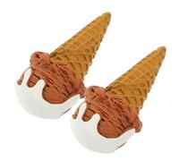 Beaupretty 2Pcs Artificial Ice Cream Cone Model Bright Color Realistic Fake Dessert Prop for Party Decoration Shop Display Photography