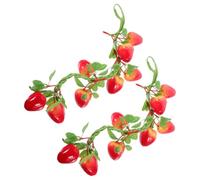 Beaupretty 2pcs Artificial Strawberry Vine Fake Fruit Ornament Lifelike Red Foam Leaves Longtime Use Teaching Tools Summer Decoration