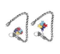 Beaupretty 2pcs Autism Awareness Puzzle Bracelets for Adults Lightweight Durable Hand Decor with Geometric Charm Chic Creative Wristbands for Parties and Everyday Wear