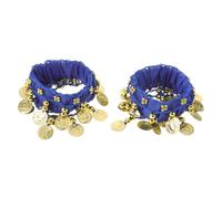 Beaupretty 2Pcs Belly Dancing Ankle Bracelet Bells in Royal Blue Jingling Metal Coin Anklets for Indian Dance Practice and Belly Dancer Costume Accessories