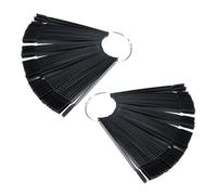 Beaupretty 2pcs Black Fan Shaped Nail Polish Display Boards with 50 Sheets Plastic Practice Nail Tips for Gel Polish Colour Palette Easy to Add Remove and Reorder