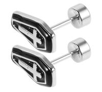 Beaupretty 2pcs Black Gothic Cross Ear Earrings for Women, Hypoallergenic Copper with Titanium Steel Needle, Mirror Finish, No Piercing Design, for Halloween Party and Retro Punk Style