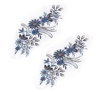 Beaupretty 2pcs Blue Flower Embroidered Lace Appliqué Patches for DIY Clothes Decorations, 3D Sequin Floral Mesh Fabric Stickers for Jeans, Jackets, and Bags Craft Embellishments