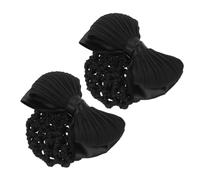 Beaupretty 2pcs Bowknot Bun Hairnet Cover with Barrette for Professional Women and Quick Styling Decorative Hair Snood Net for Ballet Nurses Waitresses and Hotel Staff Black Hair Bun Cover