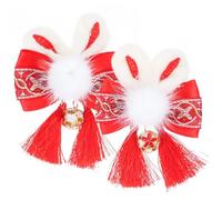 Beaupretty 2Pcs Bunny Ear Hair Clips with Tassels Decorative Hair Accessories for Premium Quality Rabbit Ear Design Cute and Durable Women Hairpins for Various Outfits