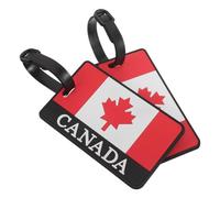 Beaupretty 2pcs Canadian Flag Luggage Tags with Secure Loss Strap Multi Functional PVC Travel Id Identifier Labels for Suitcases Backpacks and Baggage