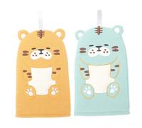 Beaupretty 2pcs Cartoon Boy Girl Bath Scrub Mitts Soft Exfoliating Towels for Gentle Bathing Cute Animal Designs Tiger Blue Yellow Boy Girl Bathing Fun and Cleaning