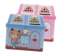 Beaupretty 2pcs Cartoon House Coin Saving Jars with Lock Iron Money Saving Piggy Banks for Home Decor Vintage Style Table Decoration for Adults to Cultivate Money Management Skills