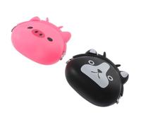 Beaupretty 2pcs Cartoon Silicone Coin Pouch Set Animal Clip Includes Black White Dog and Pink Pig, Lovely Coin Bag for Travel and Daily Use
