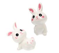 Beaupretty 2pcs Ceramic Rabbit Figurine Cartoon Rabbit Figurines Decorative Effects Not Easy to Scratch Adorable Style Home Decoration