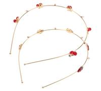 Beaupretty 2pcs Cherry Strawberry Pearl Hair Hoops Headbands for Women Cute Fruit Hair Accessories Sweet and Adorable Design for Daily Wear
