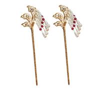 Beaupretty 2pcs Chinese Style Hairpin Vintage Pearl Tassel Hair Sticks Traditional Hair Bun Holder Elegant Chinese for Women Daily and Festival Use