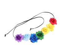 Beaupretty 2Pcs Colorful Rose Garland Floral Headband Realistic Fake Rose Wreath Hair Accessories for Wedding Party Vacation Photo Prop Boho Bridal Decoration