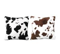 Beaupretty 2pcs Cow Print Pillow Covers Soft Artificial Plush Cushion Covers Reusable and Safe for Sofa and Office Decorative Throw Pillowcases Black