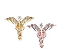 Beaupretty 2pcs Creative Angel Brooch Pins for Mother's Day Elegant Rhinestone Wing Design Golden and Rose Gold for Clothes and Accessories