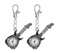 Beaupretty 2pcs Creative Guitar Quartz Pocket Watch Keychain Lightweight Pendant with Roman Numerals for Couples Stylish and Practical Accessories