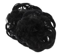 Beaupretty 2pcs Curly Hair Bun Extensions with Elastic Band Natural Black Fake Hairpiece for Women Messy Updo Ponytail Half Bun Braided Styles High Temperature Silk for Soft Glossy Volume