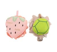 Beaupretty 2PCS Cute Cartoon Loofah Balls for Gentle Exfoliating Mesh Body Scrubber Polyester Bath Sponges with Fun Strawberry Turtle Designs Shower Essentials for Women