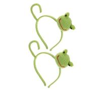 Beaupretty 2pcs Cute Frog Headband Handcrafted Crochet Accessory for Makeup Skincare Yoga and Parties Fun Hairband Big Eyes for Women for Festivals and Casual Outings