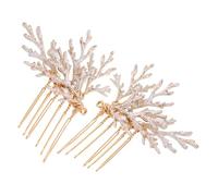 Beaupretty 2pcs Delicate Bridal Hair Combs Gold Alloy Pine Twig Design Lightweight Secure Fit Vintage Style Wedding Hair Accessories for Bride Elegant Ceremony