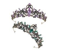 Beaupretty 2pcs Diamond Leaf Crown Hair Accessory Rhinestone Tiara for Wedding Bridal Engagement Party Headdress