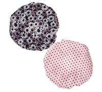 Beaupretty 2pcs Double Layer Shower Cap for Women Elastic Bath Hat with Floral Print Suitable for Thick Curly Hair Lightweight Spa and Shower Use Random Style