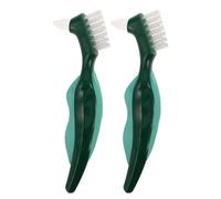 Beaupretty 2pcs Double-Sided Denture Cleaning Brush for False Teeth Hard Bristle Dual Head Toothbrush for Thorough Partial Dentures Care Portable Travel Oral Hygiene Tool for Seniors