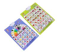 Beaupretty 2pcs Educational Audio Chart Bilingual English Chinese Learning Posters for Preschool Interactive Voice Learning with Shapes Fruits Safe Material