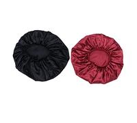 Beaupretty 2pcs Elastic for Women Large Silk Sleep Hat Hair Care Bonnet Sleep Head Cover Women Cap Wine Black