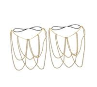Beaupretty 2pcs Elastic Rhinestone Leg Chain Boho Chain for Women Durable Thigh Jewelry for Parties and Holidays Gold Sparkling Accessory