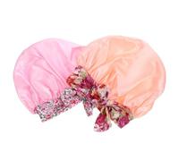 Beaupretty 2pcs Elastic Satin Sleeping Bonnet Hat for Kids Fashionable Sleep Cap Decorative Print for Children Comfortable Hair Protection during Sleep