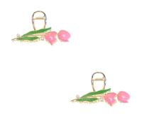Beaupretty 2pcs Elegant Tulip Flower Hair Clip Pearl Claw Clip for Women Thin Hair Decorative Pins