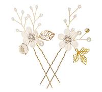 Beaupretty 2pcs Elegant U Shaped Bridal Hairpins Wedding Flower Hair Clips for Bride Prom Lightweight Design for All Day Comfort Sparkling Hair Accessories for Special Moments