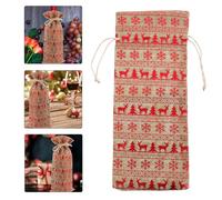 Beaupretty 2pcs Elk Wine Bottle Holder Printed Drawstring Pouch for Christmas Wrapping for Storing Sparkling Wine Bottles Versatile for Festive Occasions