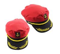 Beaupretty 2pcs Embroidered Captain Hats Lightweight Breathable Sailor Caps for Men Women Nautical Cosplay Party Accessory Red Style Sea Captain Ship Admiral Boat