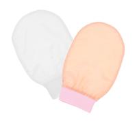 Beaupretty 2pcs Exfoliating Mitts Faux Silk Shower Scrubber Cloths for Back and Face Cleaning Soft and Gentle Skin Exfoliator for Daily Use Travel Friendly Pink and White