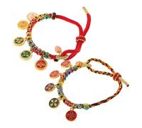 Beaupretty 2pcs Five-way God of Wealth Bracelet Handmade String Beaded Bracelet Tibetan Cultural Braided for Spiritual Protection for Comfortable Wear for Meditation and Feng Shui Practices