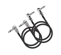 Beaupretty 2pcs Flat Guitar Effect Patch Cable Silver Right Angled Instrument Audio Cord Copper PVC Connection Accessory for Electric Guitar Pedals