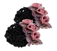 Beaupretty 2pcs Flower Hair Net for Buns Hair Bun Net Clip Silk Fabric for Dance Class and Daily Use