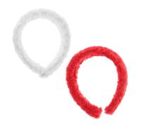 Beaupretty 2pcs Fluffy Makeup Headband Wide Headbands for Women Spa Bow for Face Washing Towel Fabric Hair Band Lamb Hair Hoop