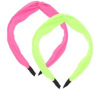 Beaupretty 2pcs Fluorescent Neon Headbands for Women Charming Knot Hair Accessories for Parties Performances Daily Wear Glow the Dark Hairbands Pink Green
