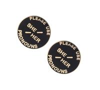 Beaupretty 2pcs Genderqueer Pronoun Lapel Pin She Her Brooch Modern Minimalist Badge Unique for Individuality Lightweight Craftsmanship for Comfortable Wear