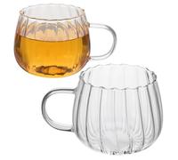Beaupretty 2pcs Glass Mugs with Handle 400ml Capacity Stylish Pumpkin Shape Coffee Cups Safe to Use for Hot Drinks