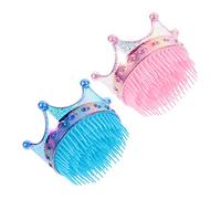Beaupretty 2Pcs Glitter Crown Hair Comb for Portable Detangling Brush for Lightweight and Easy to Hold for Birthday Parties and Everyday Use Random Color
