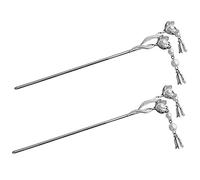Beaupretty 2pcs Hairpin Hair Clasp Hair Accessories for Headbands for Women Beads for Hair Barrettes for Hair for Hair Twist Bun Maker Hair Styling Buns Pearl Silver