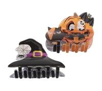 Beaupretty 2pcs Halloween Hair Claw Clips for Lightweight Acrylic Pumpkin Bat Owl Witch Hat Shapes Secure Non-slip Grip Party Hair Accessories