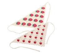 Beaupretty 2pcs Hand-woven Cute Strawberry Headscarf for Women Vintage Style Knitted Hair Kerchief Boho Triangle Scarf for Summer Vacation