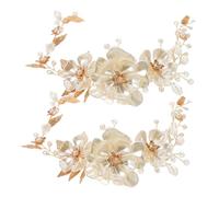Beaupretty 2pcs Handmade Pearl Bridal Headband Lightweight Floral Wedding Hair Vine with Leaf Design Comfortable Womens Hair Accessories for Bride Bridesmaids Flower